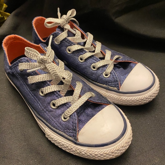 Converse-All Star Junior Shoes w/Gray Sparkle Lace